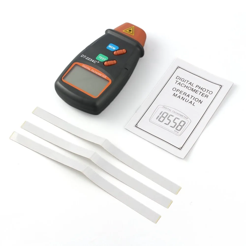 Kebidumei Dt2234C + Digital Laser Tachometer Rpm Meter Non-Contact 2.5Rpm-99999Rpm Lcd Display Speed Meter Dt2234C Tester Speed