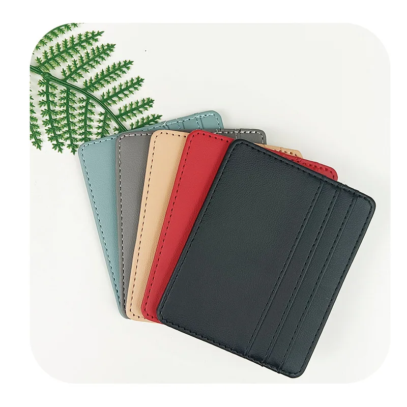Candy Color PU Leather Card Holder - Multi-Slot Slim Wallet for Credit/ID Cards