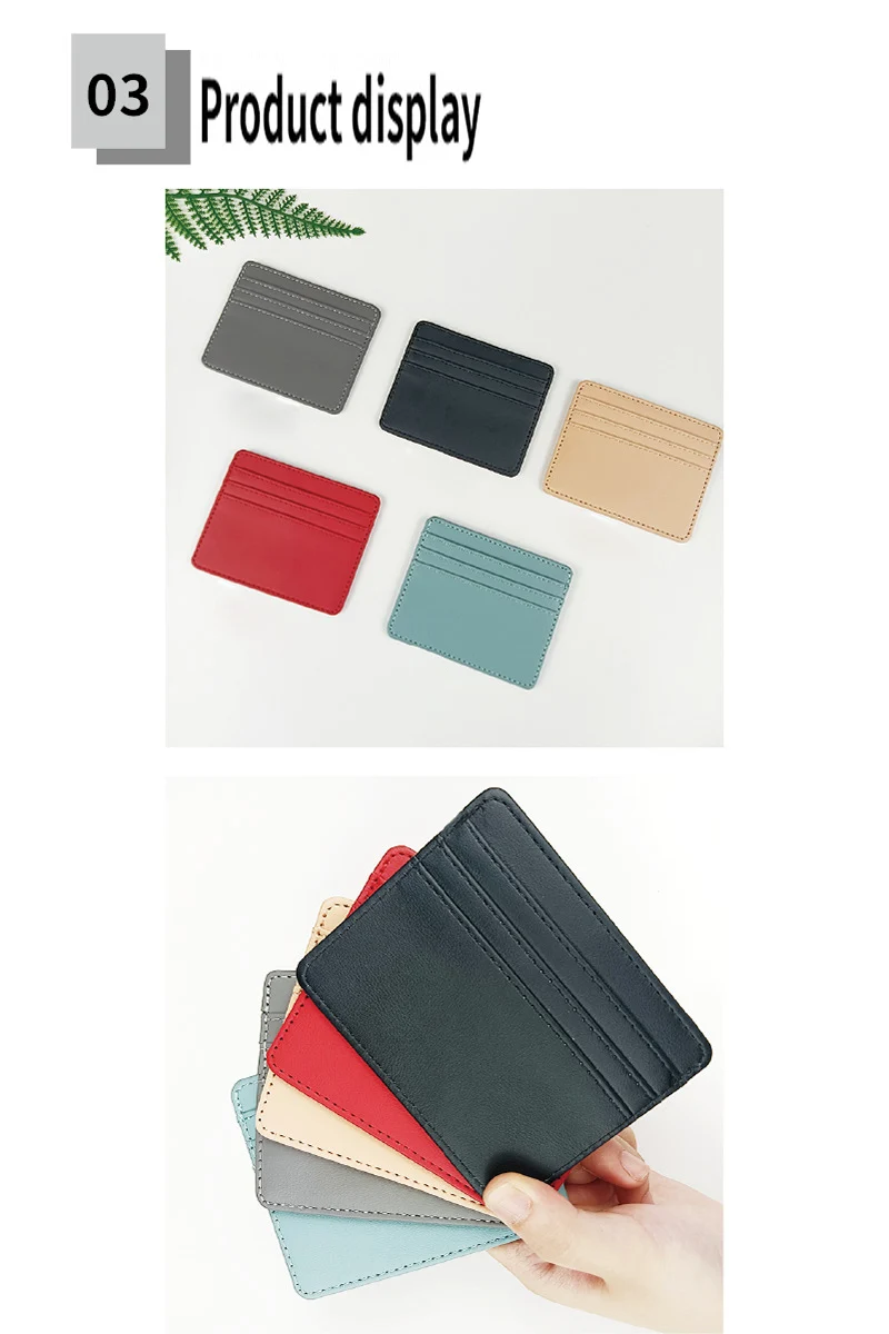 Candy Color PU Leather Card Holder - Multi-Slot Slim Wallet for Credit/ID Cards