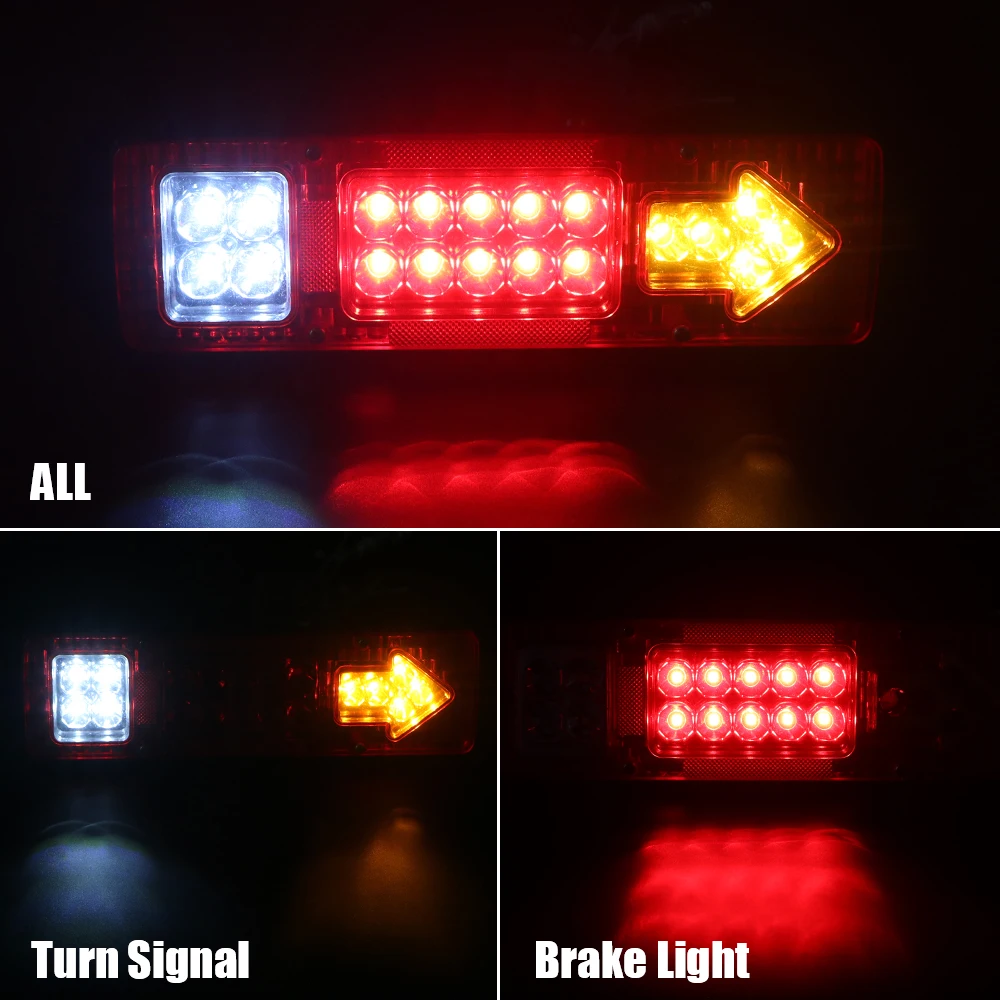 19LED Tail Lights Reversing Stop Brake Indicator 12V 24V For Trailer Lorries Truck Taillights Turn Signal Lamp Car Accessories