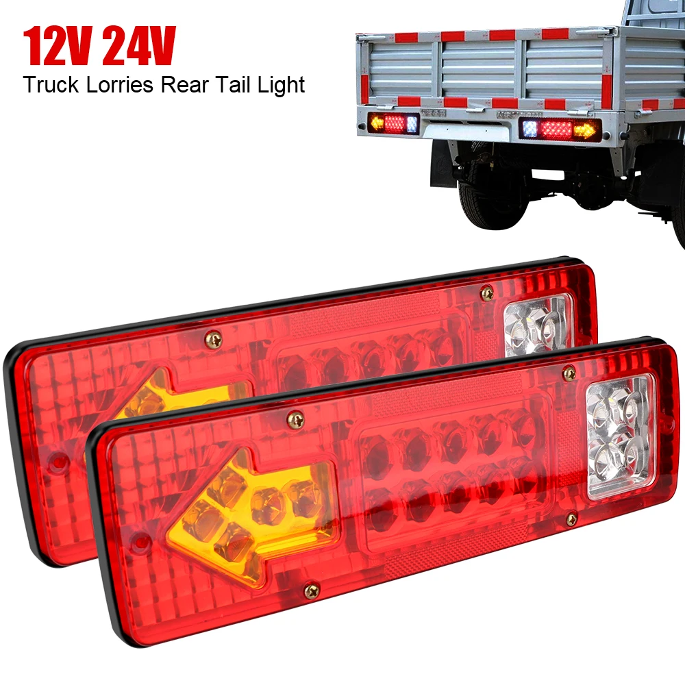 19LED Tail Lights Reversing Stop Brake Indicator 12V 24V For Trailer Lorries Truck Taillights Turn Signal Lamp Car Accessories