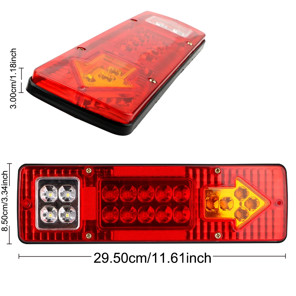 19LED Tail Lights Reversing Stop Brake Indicator 12V 24V For Trailer Lorries Truck Taillights Turn Signal Lamp Car Accessories