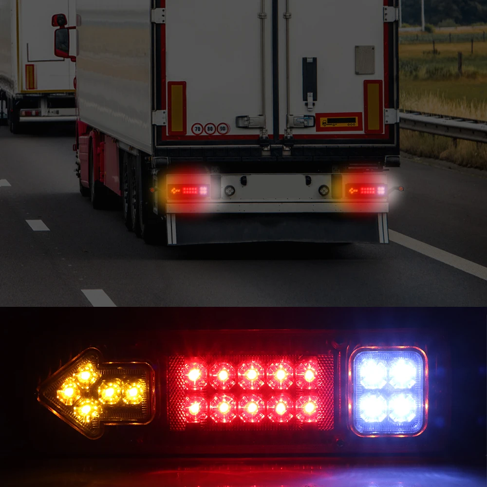 19LED Tail Lights Reversing Stop Brake Indicator 12V 24V For Trailer Lorries Truck Taillights Turn Signal Lamp Car Accessories