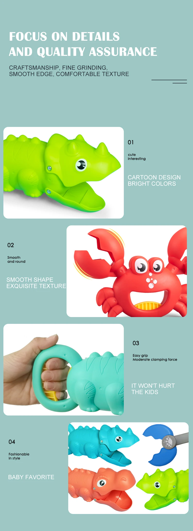 Children's Beach Toy, Lobster, Dinosaur Toy Clip, Male and Female Crab Foot Pliers, Robotic Arm, Beach Dredging Shovel Set
