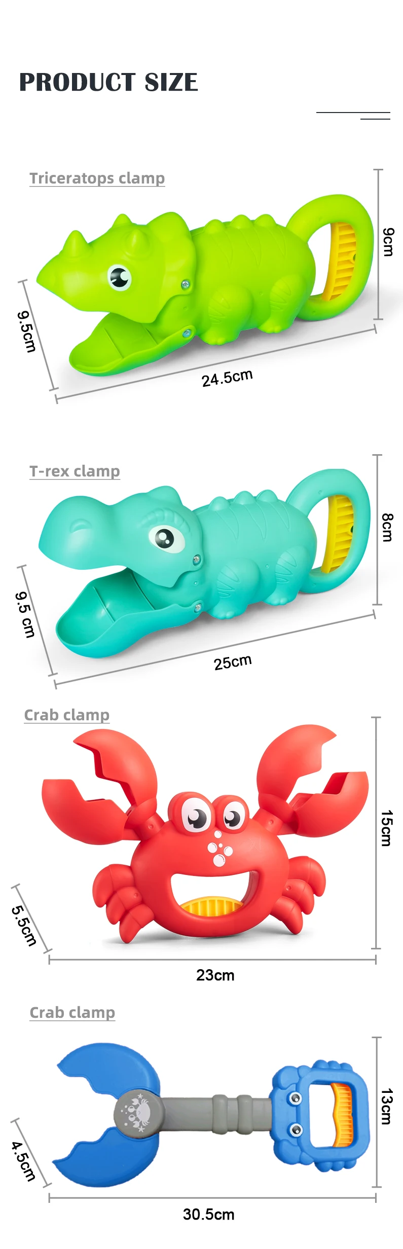 Children's Beach Toy, Lobster, Dinosaur Toy Clip, Male and Female Crab Foot Pliers, Robotic Arm, Beach Dredging Shovel Set
