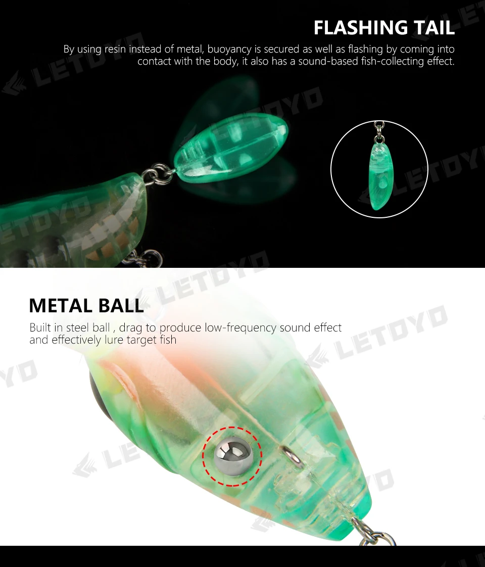 LETOYO Floating Micro Crankbaits 30mm2g Artificial Surface Wake Bait Crank Wobblers with spoon Fishing Lures for Trout Bass