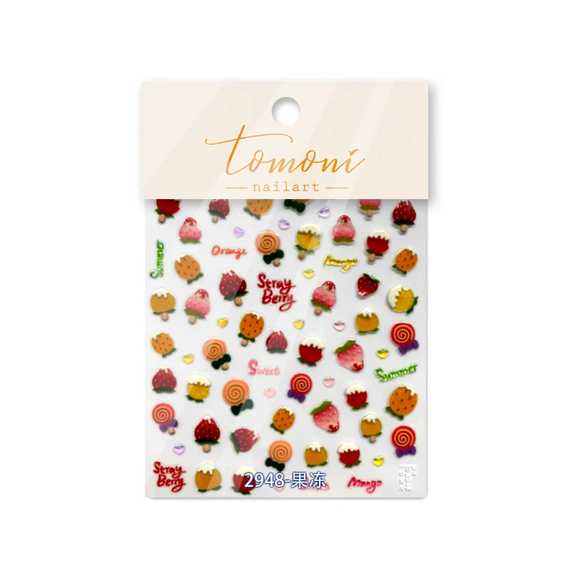 Line Flower Powder Blusher Love Heart High Quality Jelly Series Adhesive Nail Sticker Nail Art Decoration Decals Design T-2830