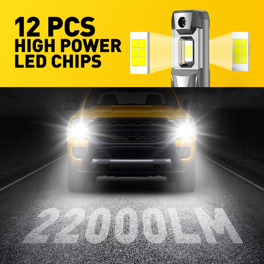 AUXITO 2Pcs 22000LM Turbo H8 H11 LED Headlight 120W Super Bright 6500K Canbus 9005 HB3 9012 HIR2 LED Headlamp Bulb 12V 7035 CSP