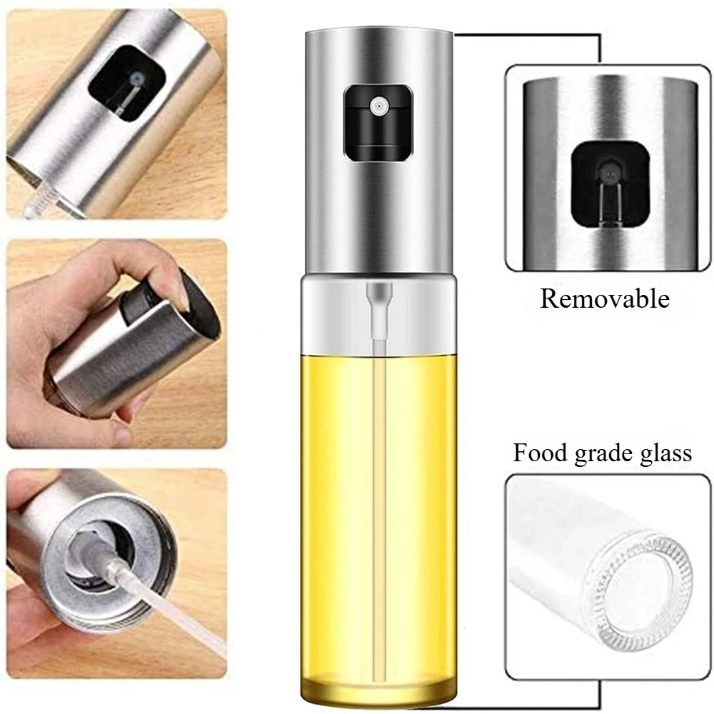Glass Oil Sprayer for Cooking Olive Spray Mister for Salad BBQ Kitchen Baking Empty Vinegar Bottle