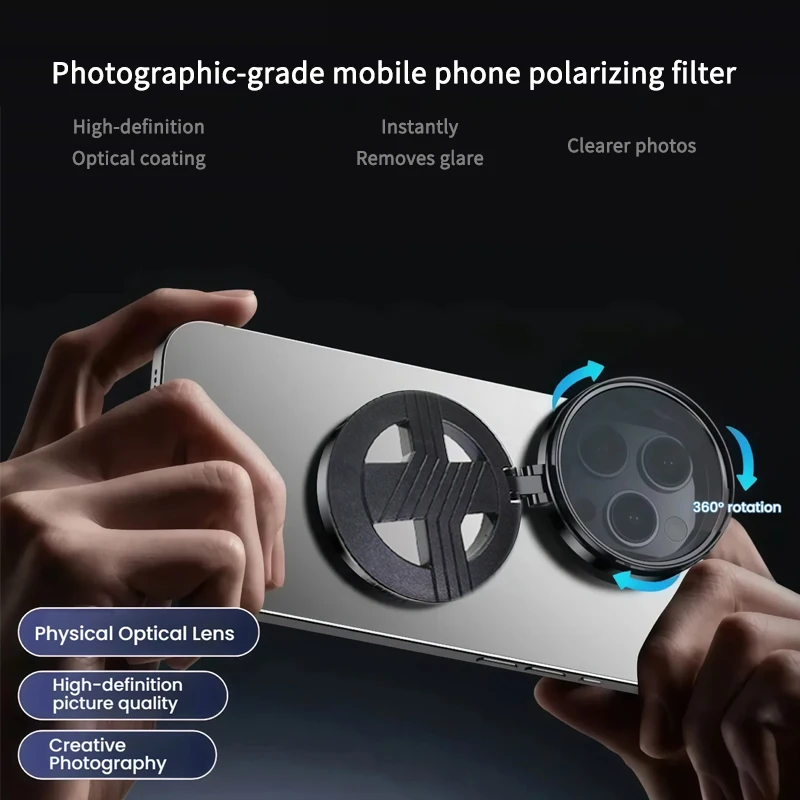 Magnetic Universal 52mm/67mm CPL Filter, HD Optical Glass Polarizer Lens for Most Smartphones iPhone Android Vlog Photography