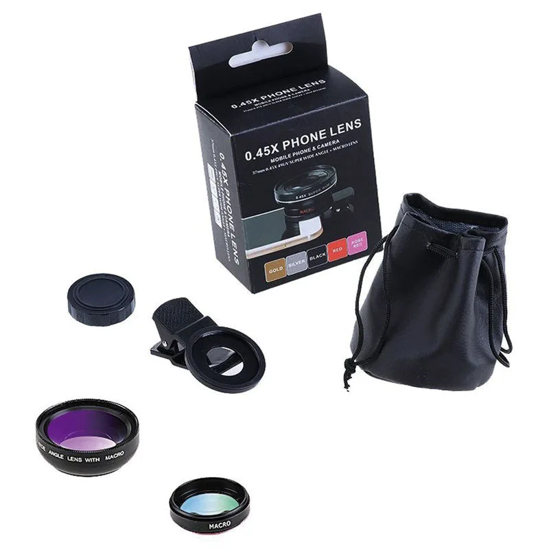 Two-In-One Functions Mobile Phone Lens 0.45X Wide Angle Len & 12.5X Macro HD Camera Lens Universal for iPhone Android Phone