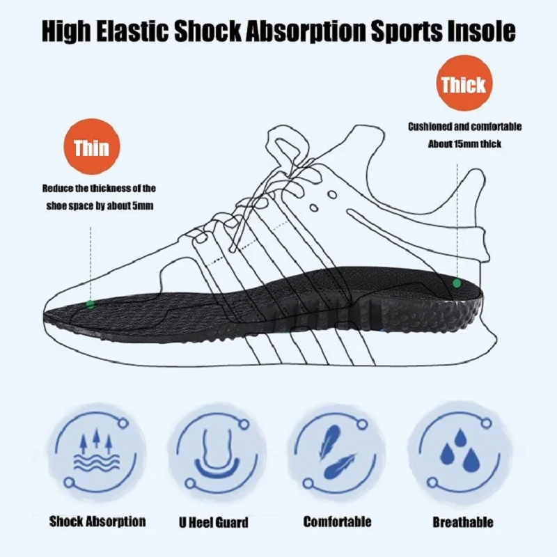 Sole Shock Absorption Deodorant Breathable Cushion Sport Insoles For Shoes Running Insoles For Feet Man Women Massage Care Pads