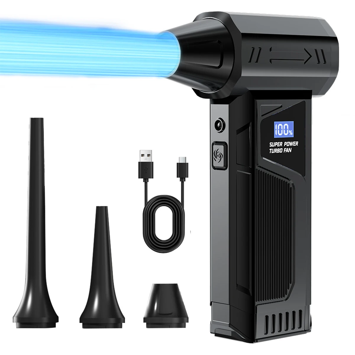2026 New Wireless Jet Fan Brushless Motor Turbo Air Blower Car Cleaning Led Light Digital Display Portable Outdoor Use