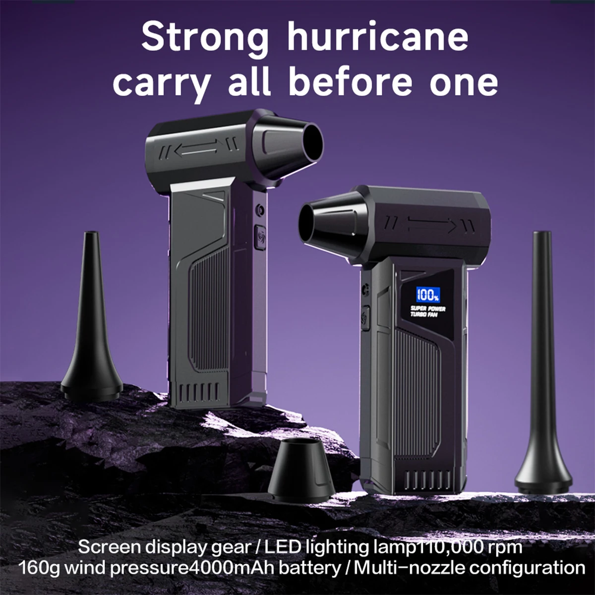 2026 New Wireless Jet Fan Brushless Motor Turbo Air Blower Car Cleaning Led Light Digital Display Portable Outdoor Use
