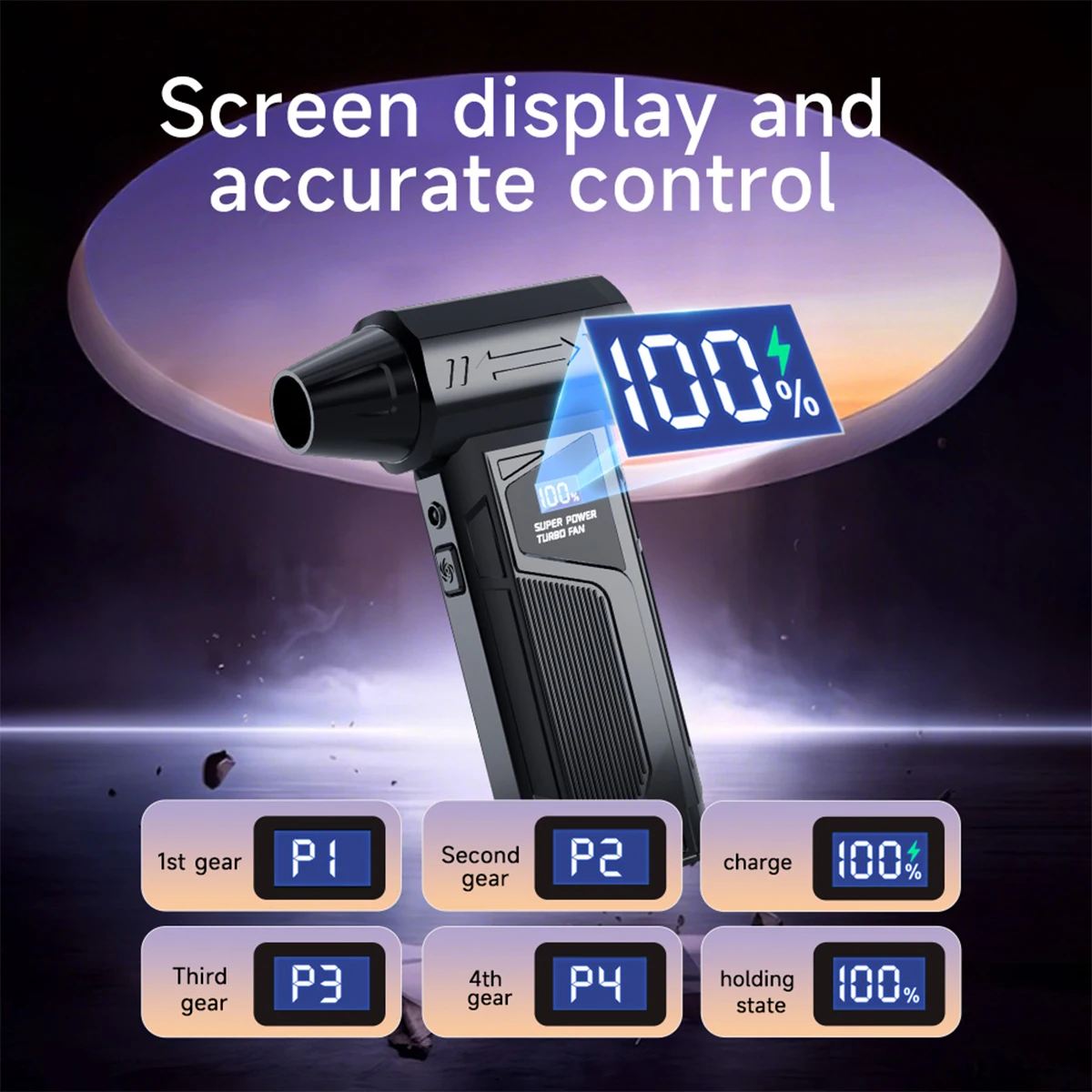 2026 New Wireless Jet Fan Brushless Motor Turbo Air Blower Car Cleaning Led Light Digital Display Portable Outdoor Use