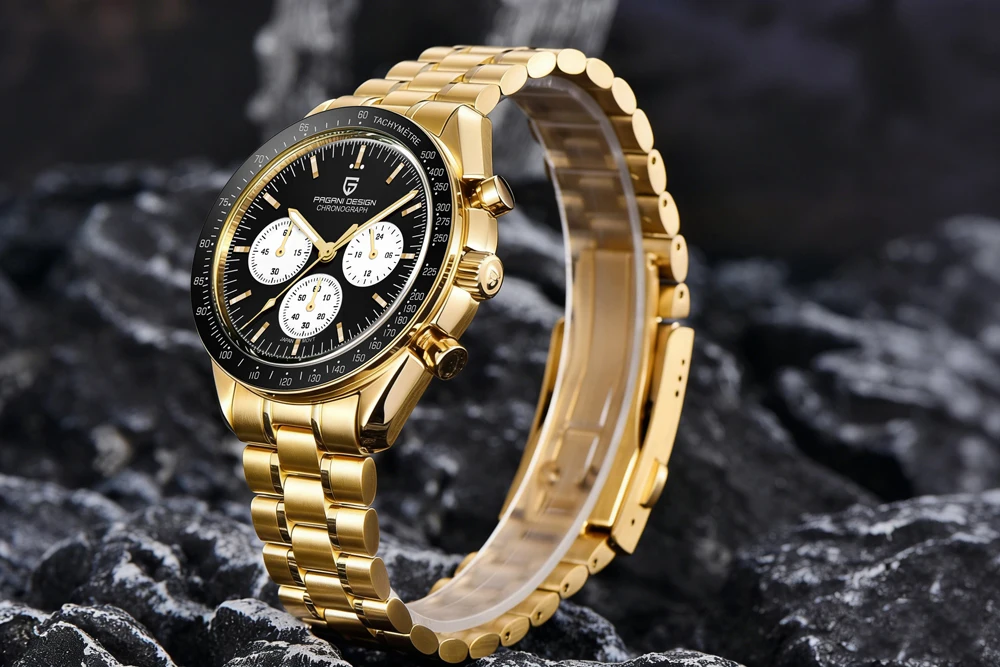 PAGANI DESIGN Moon Men's Watches Gold Luxury Quartz Watch Men Speed Sports Chronograph AR Sapphire Waterproof Luminous Man Gift