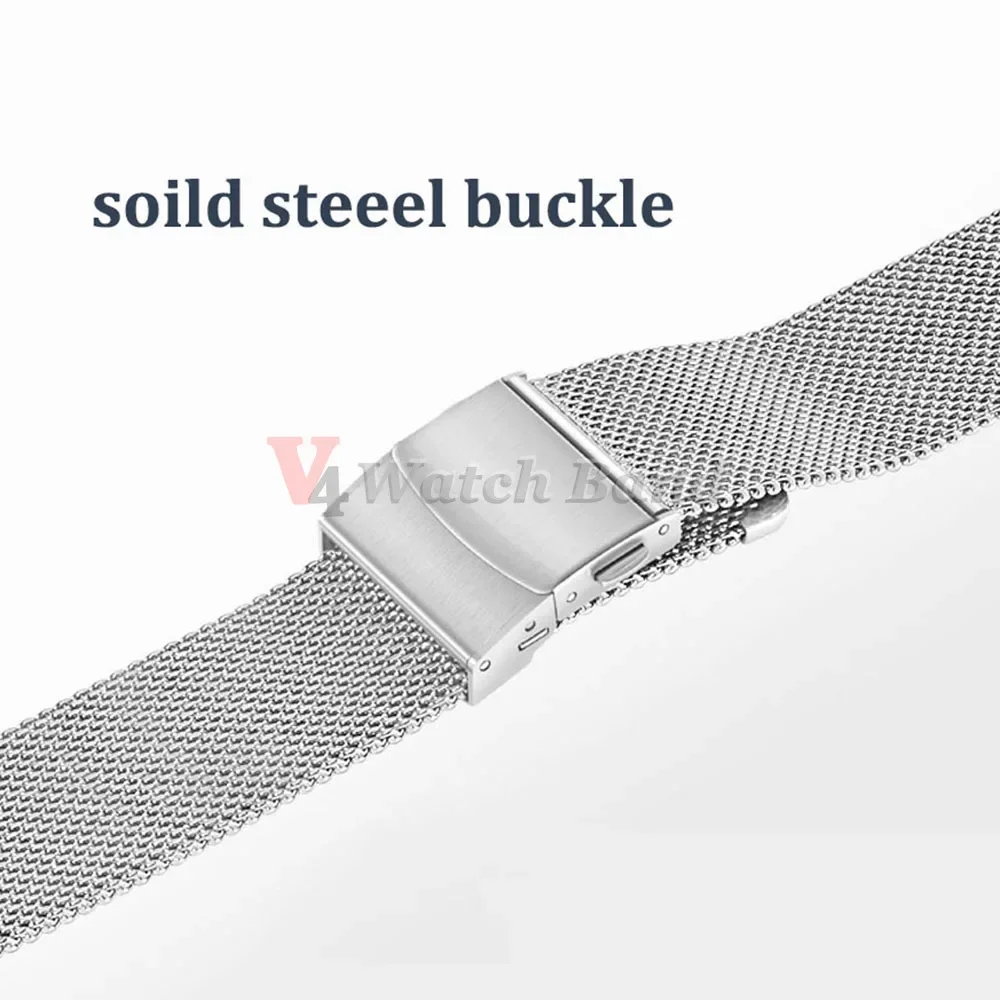 20mm 22mm 18mm Strap 0.6 1.0mm Mesh Milanese Watch Band for IWC for Rolex for Omega Stainless Steel Wristband for Seiko Bracelet