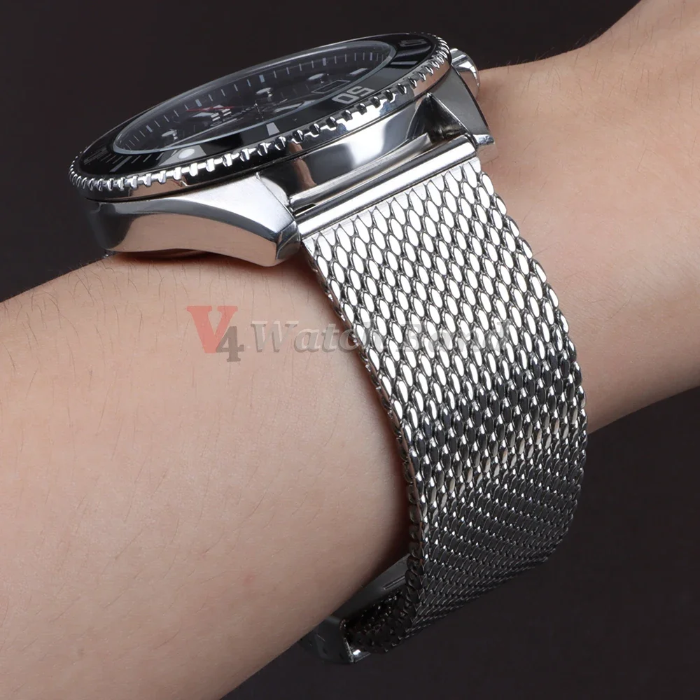 20mm 22mm 18mm Strap 0.6 1.0mm Mesh Milanese Watch Band for IWC for Rolex for Omega Stainless Steel Wristband for Seiko Bracelet