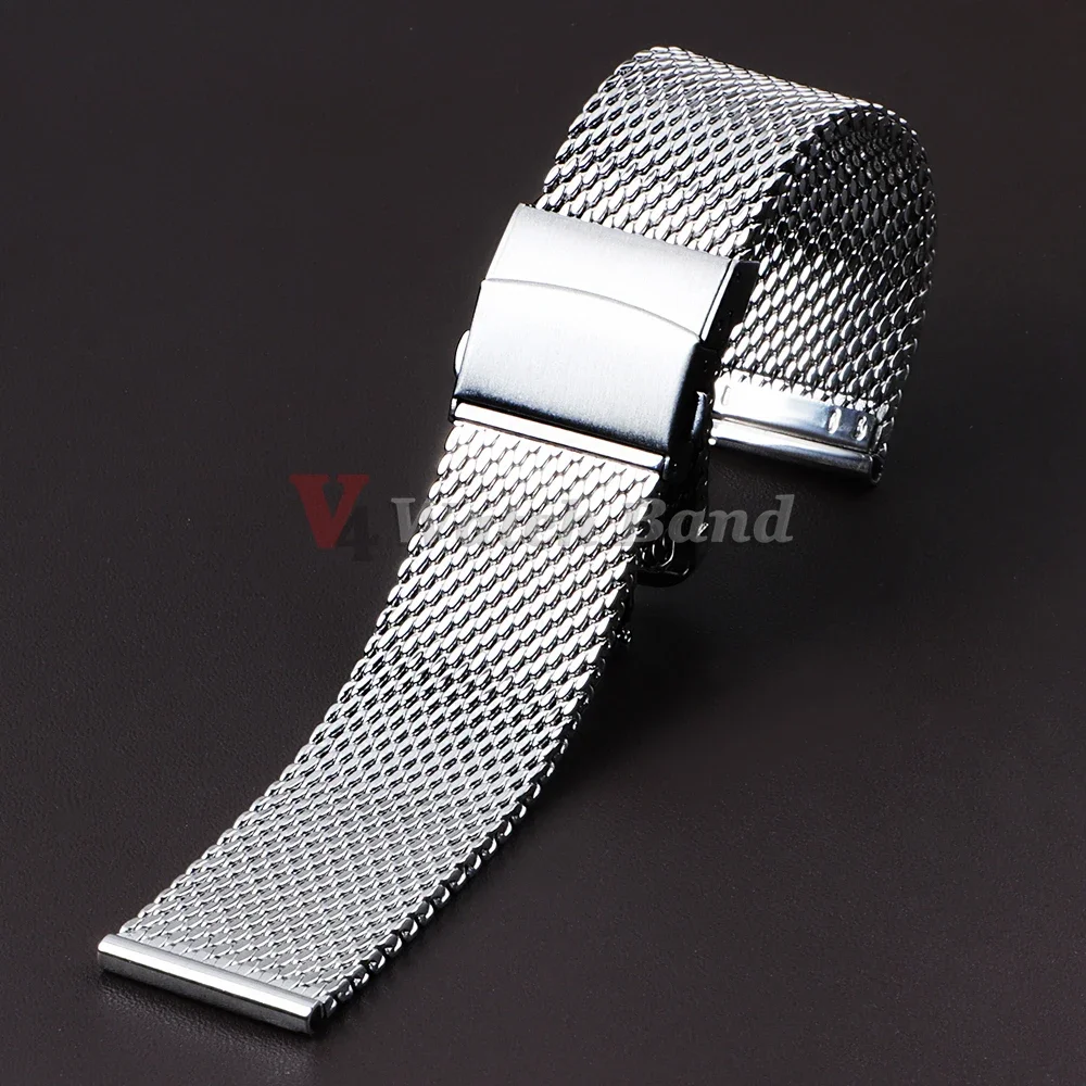 20mm 22mm 18mm Strap 0.6 1.0mm Mesh Milanese Watch Band for IWC for Rolex for Omega Stainless Steel Wristband for Seiko Bracelet