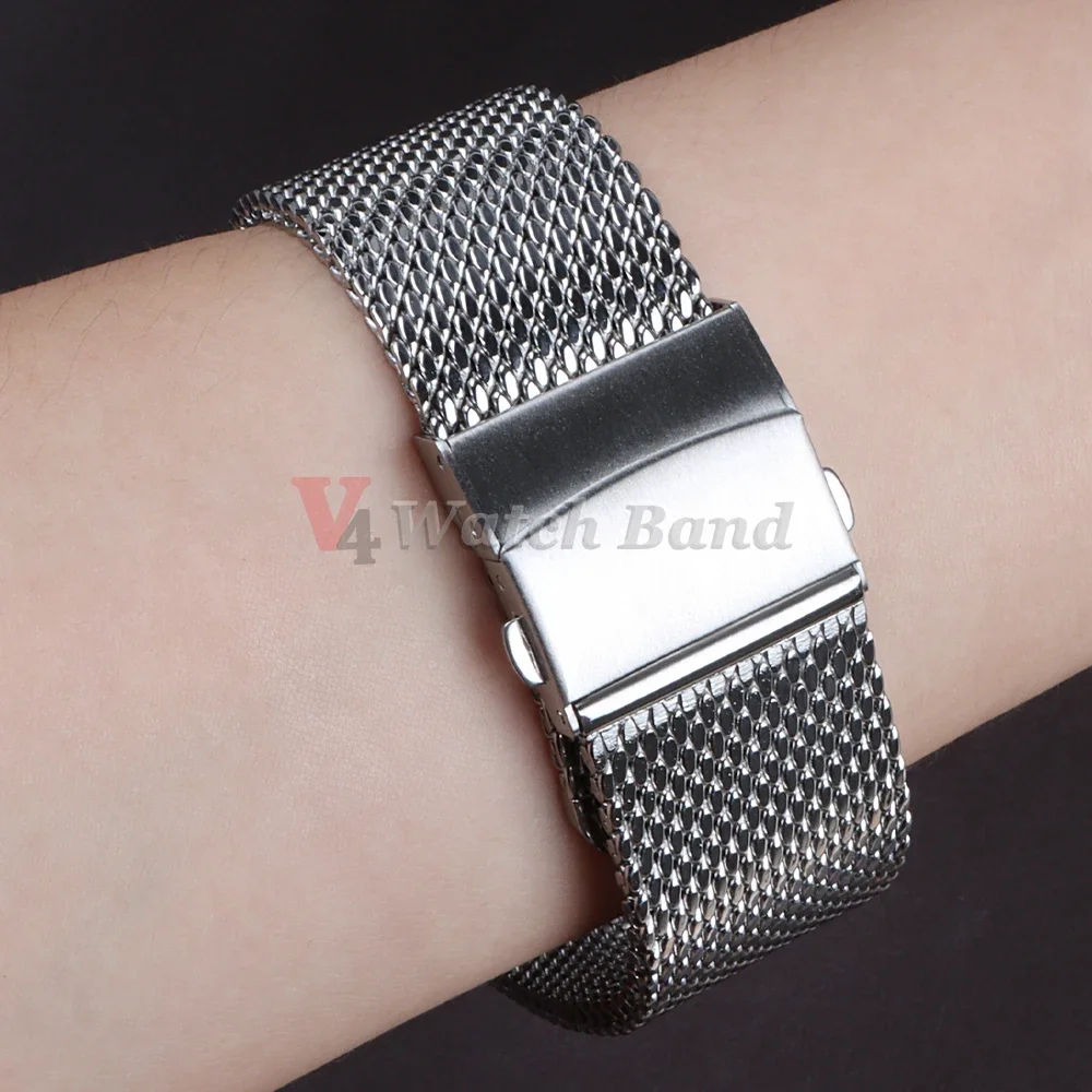 20mm 22mm 18mm Strap 0.6 1.0mm Mesh Milanese Watch Band for IWC for Rolex for Omega Stainless Steel Wristband for Seiko Bracelet