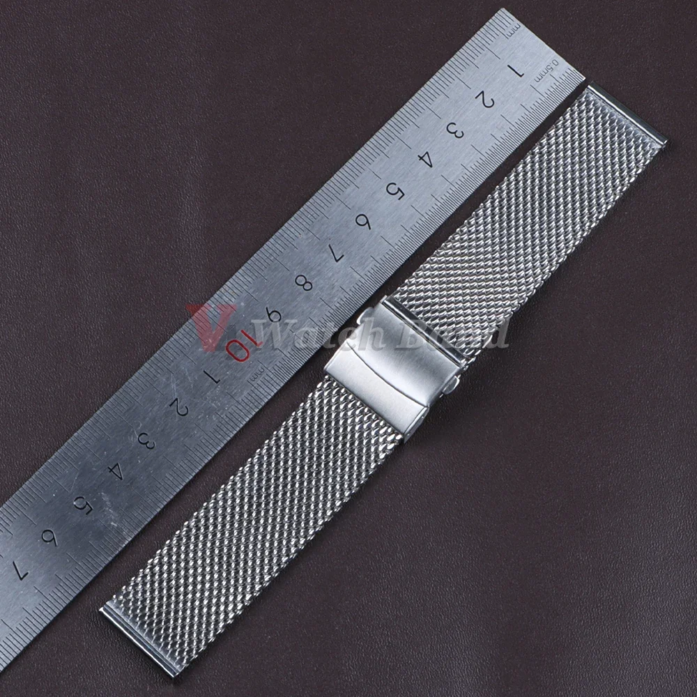 20mm 22mm 18mm Strap 0.6 1.0mm Mesh Milanese Watch Band for IWC for Rolex for Omega Stainless Steel Wristband for Seiko Bracelet