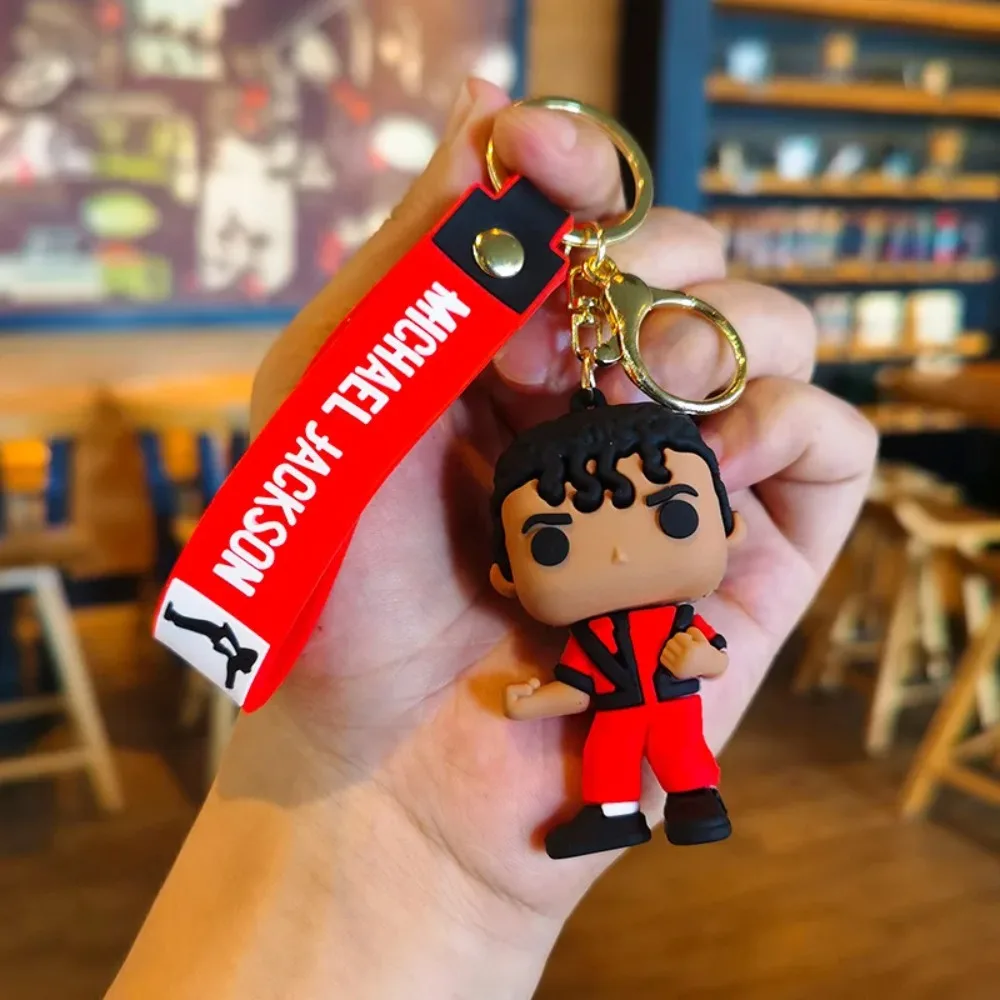 1 PCS or 10 PCS For 4 Styles of Michael Jackson Keychain Music Idol Doll Machine Key Chain