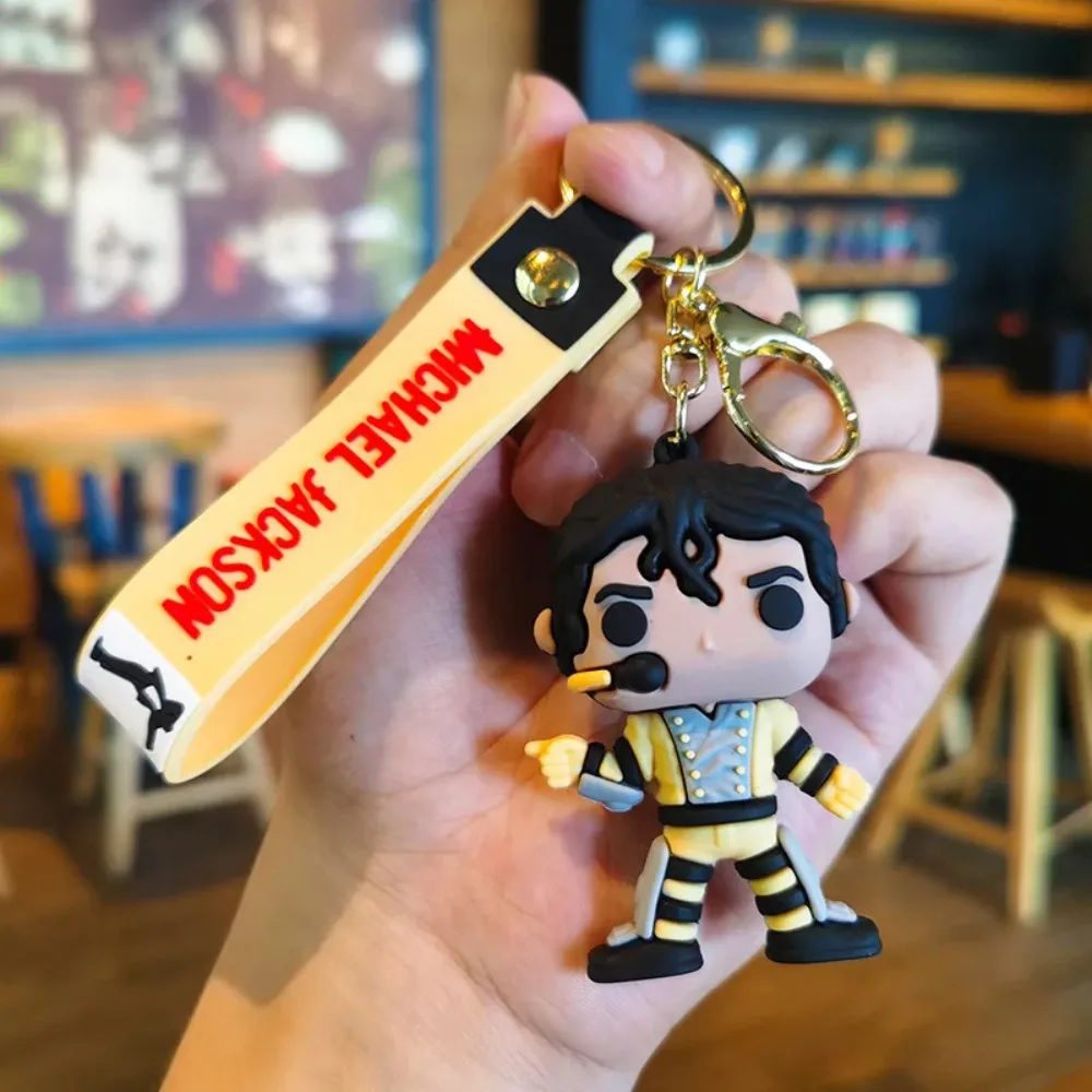 1 PCS or 10 PCS For 4 Styles of Michael Jackson Keychain Music Idol Doll Machine Key Chain