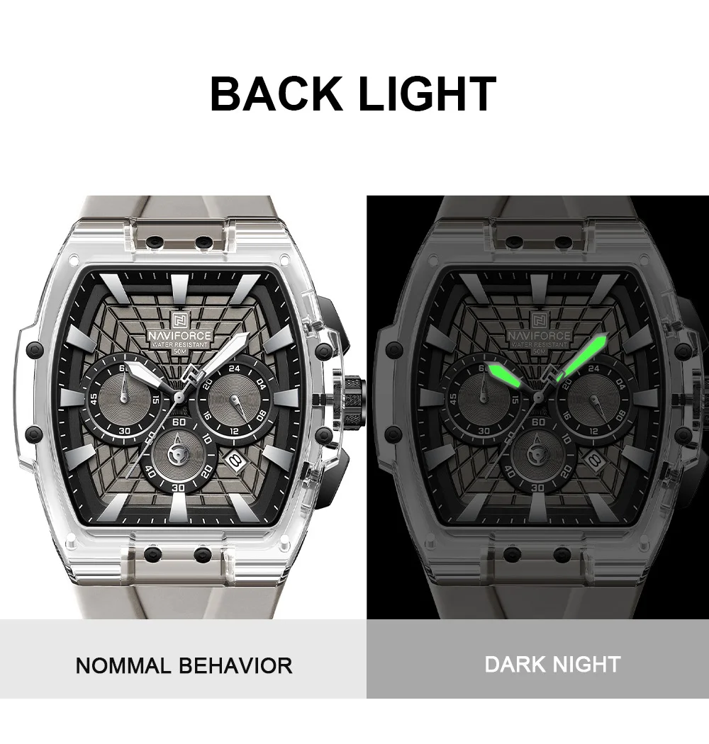 NAVIFORCE Top Brand Men Watches Multifunctional Chronograph Luminous Hands 30m Waterproof Silicone Strap Original Man Watch