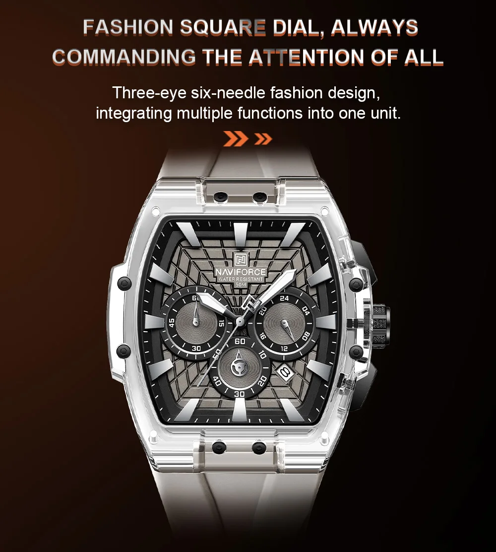 NAVIFORCE Top Brand Men Watches Multifunctional Chronograph Luminous Hands 30m Waterproof Silicone Strap Original Man Watch