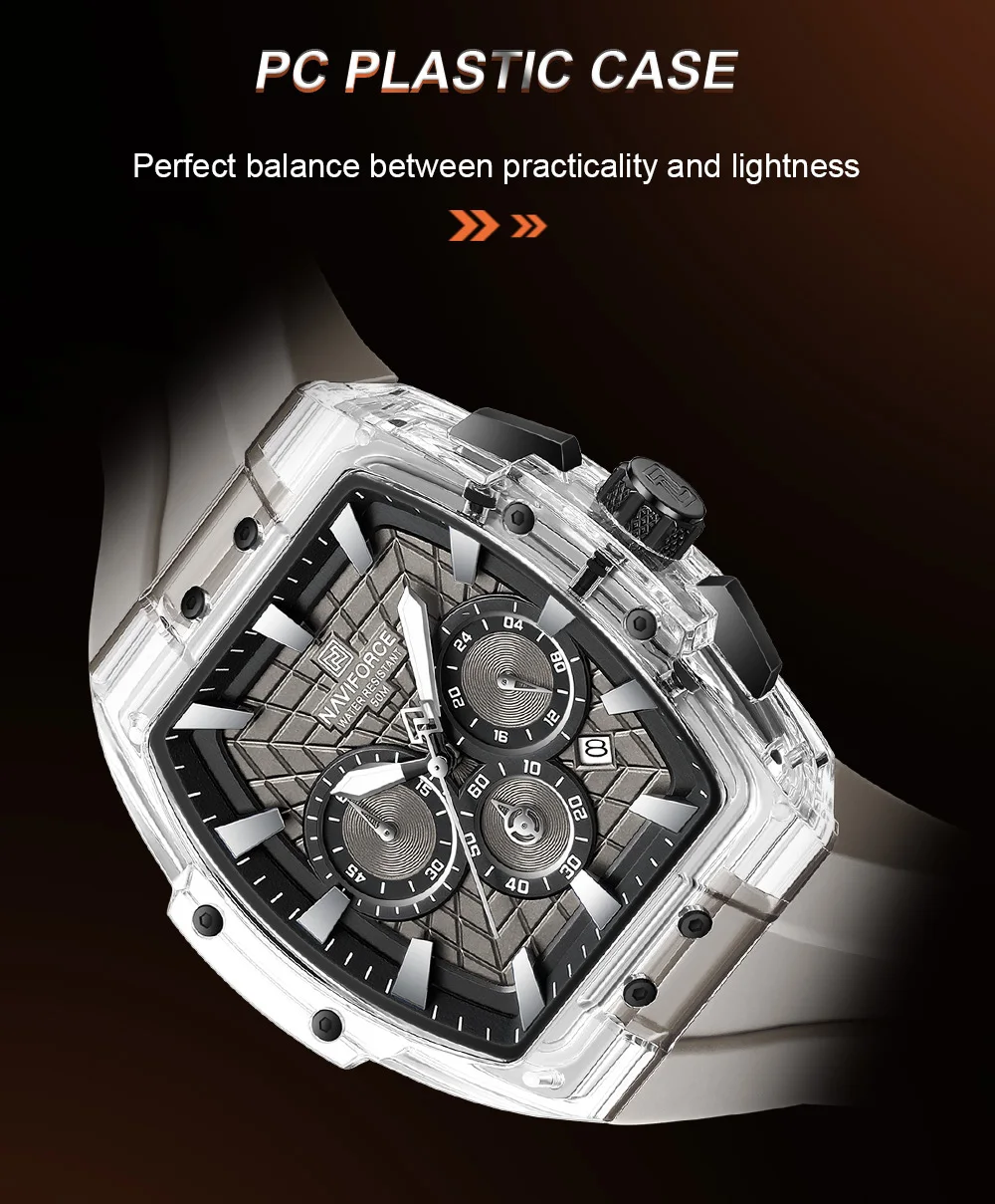 NAVIFORCE Top Brand Men Watches Multifunctional Chronograph Luminous Hands 30m Waterproof Silicone Strap Original Man Watch