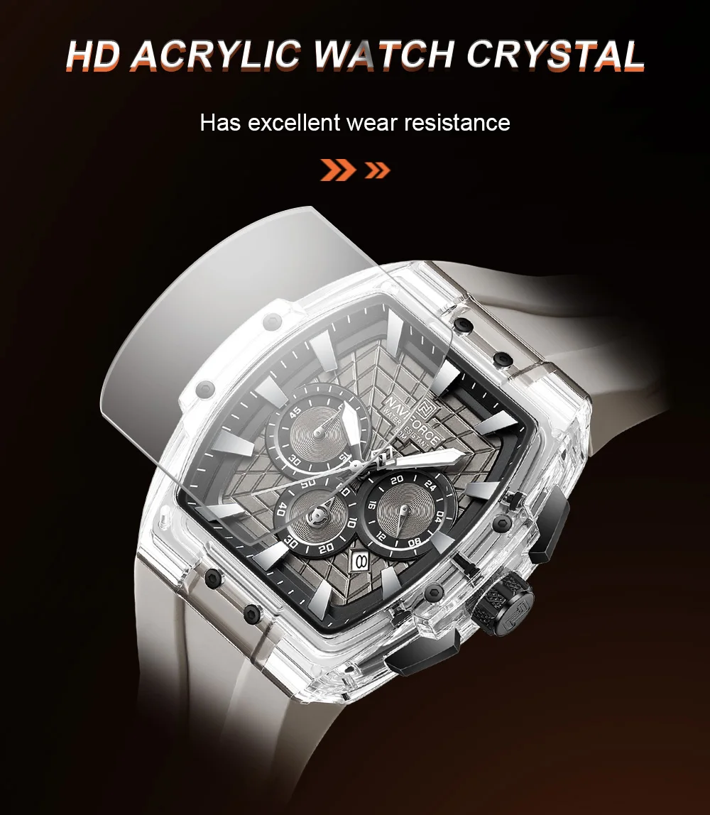 NAVIFORCE Top Brand Men Watches Multifunctional Chronograph Luminous Hands 30m Waterproof Silicone Strap Original Man Watch