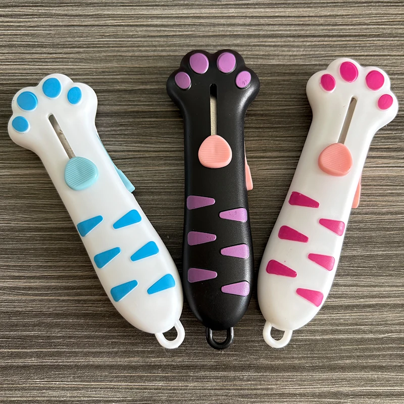 Retractable Cute Cat Paw Multi-Function Utility Knife, Portable and Safe Unboxing Tool, Office and Home Paper Cutting Gadget 