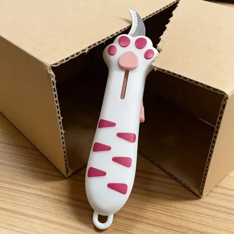 Retractable Cute Cat Paw Multi-Function Utility Knife, Portable and Safe Unboxing Tool, Office and Home Paper Cutting Gadget 