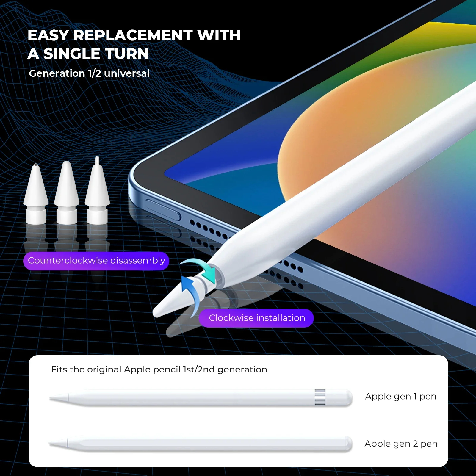 4/6 Pcs Replacement Pencil Tips for Apple Pencil 1/2/3th Apple Pencil Pro 2B Soft Nibs for IPad Pro