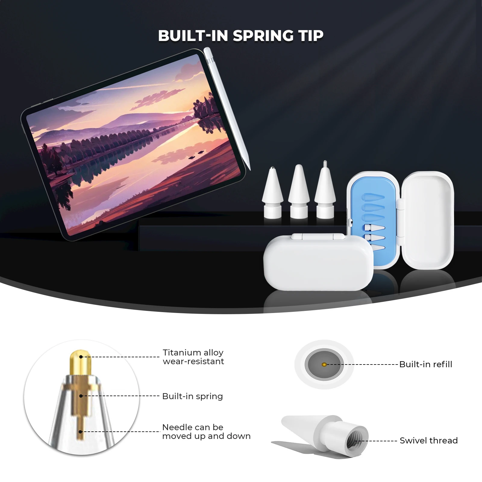 4/6 Pcs Replacement Pencil Tips for Apple Pencil 1/2/3th Apple Pencil Pro 2B Soft Nibs for IPad Pro