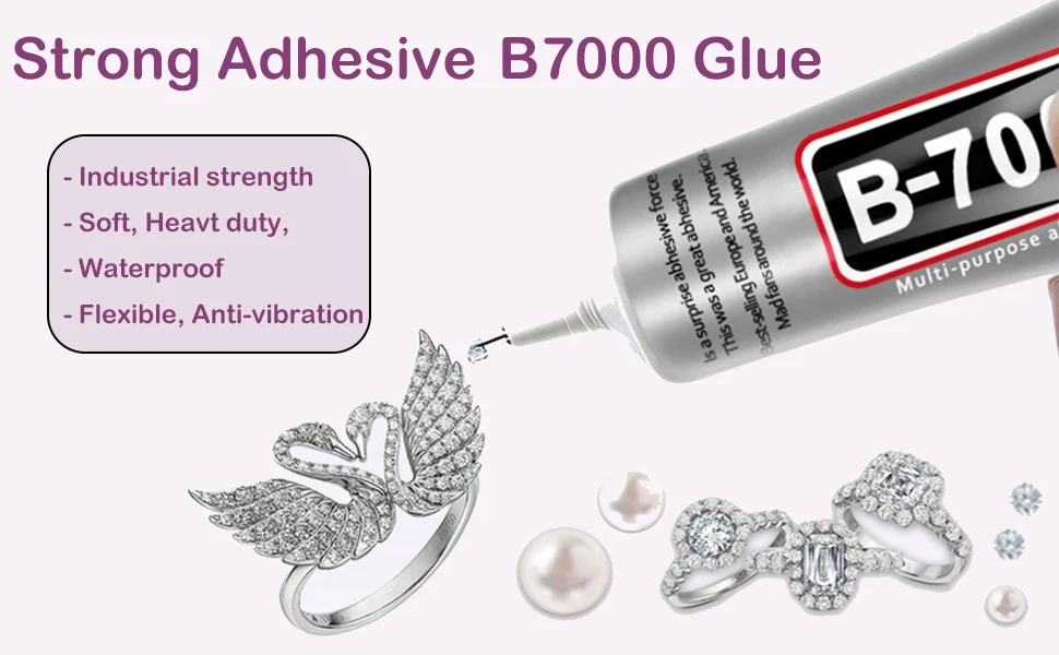 B7000 Semi-Fluid High-Viscosity Clear Adhesive for Gemstones, Diamonds, Rhinestones, and Jewelry Making – 15ml