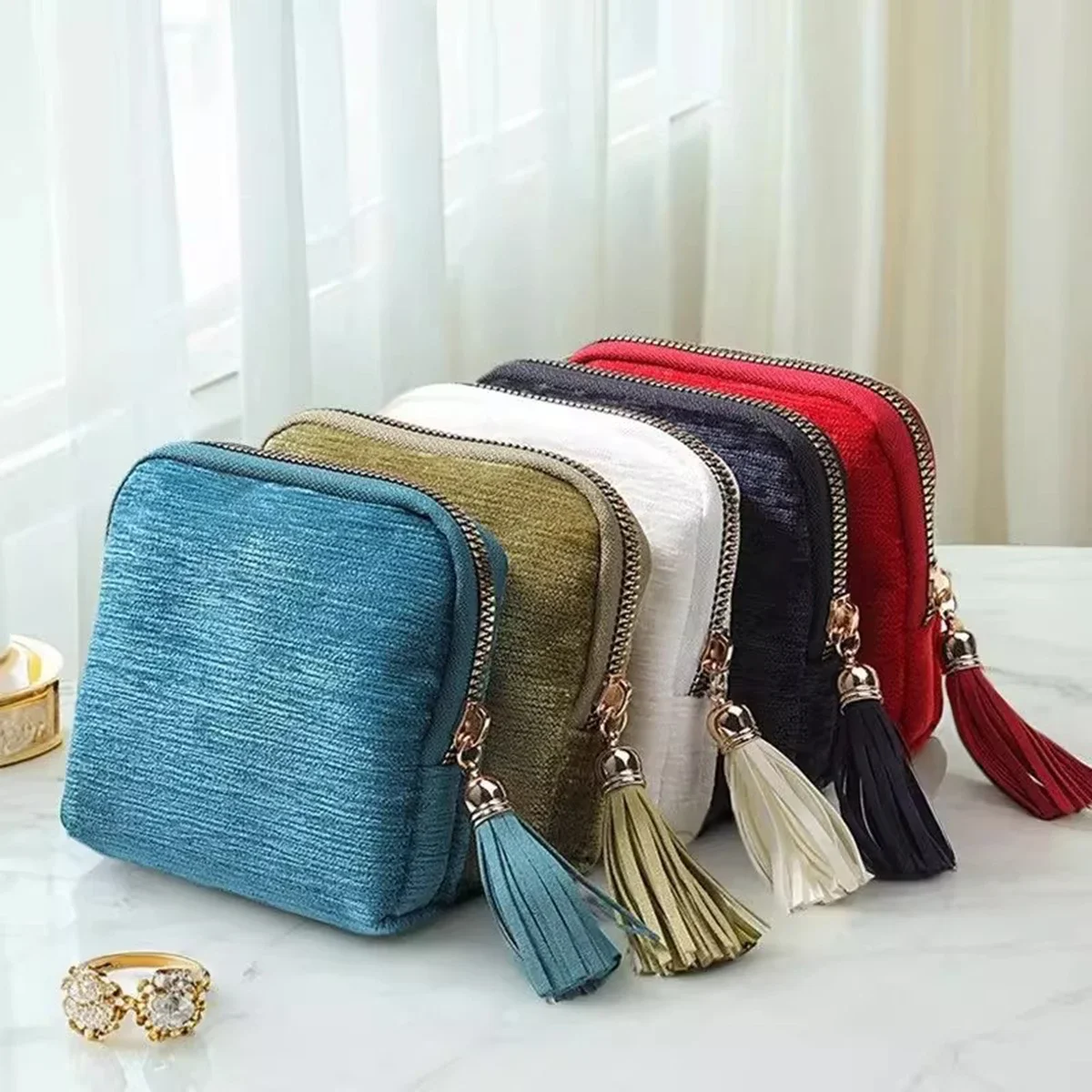 5-Layer Jewelry Storage Bag, Velvet Jewelry Pouch Bags for Watch Bracelet Rings Earring Crystal, Portable Travel Jewelry Case
