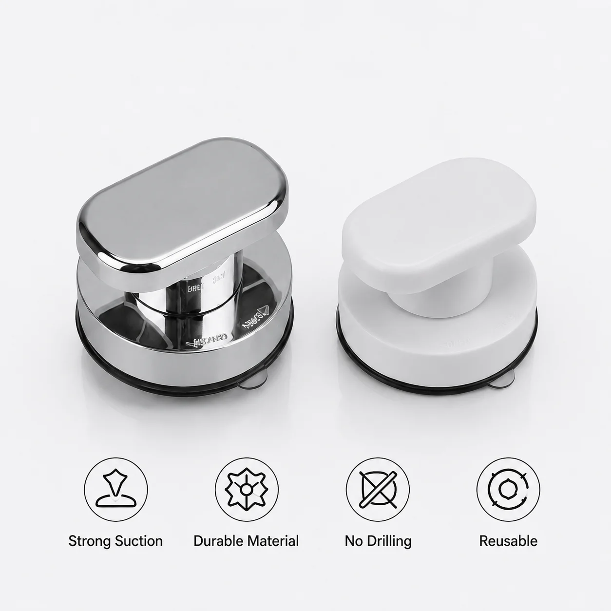 No Drilling Bathroom Safety Grab Bar Anti-Slip Shower Handle with Suction Cup Stable Grip Support for Bathtub Glass Door Elderly