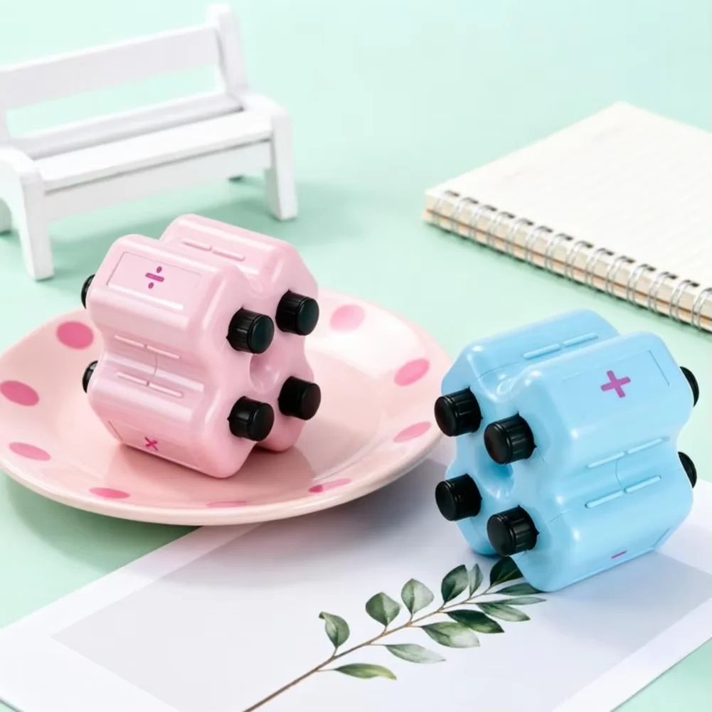 Reusable 4-in-1 Math Roller Stamp Set with Ink, Random Addition, Subtraction, Multiplication, and Division Practice Tool