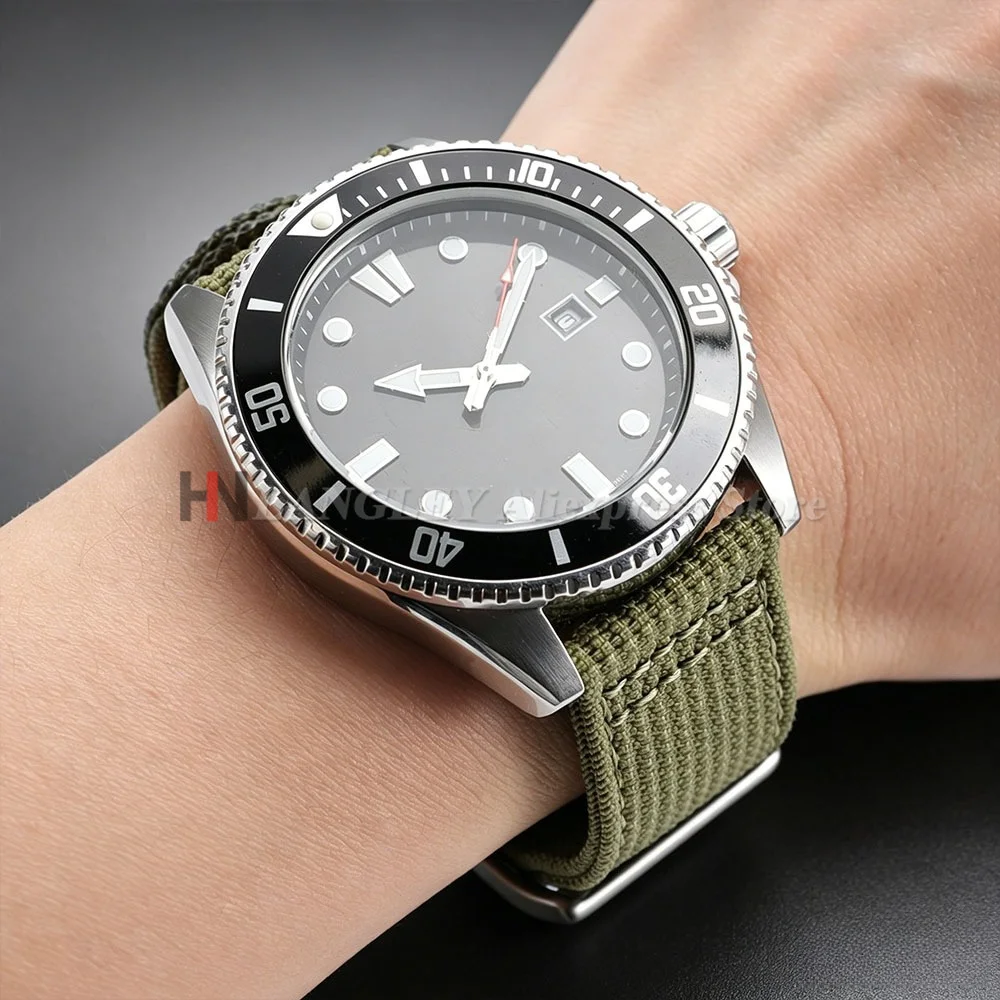 20mm 22mm Ribbed Nylon Strap for Omega for Seiko for Tudor Woven Canvas Fabric Watch Band Military Sport Quick Release Bracelets