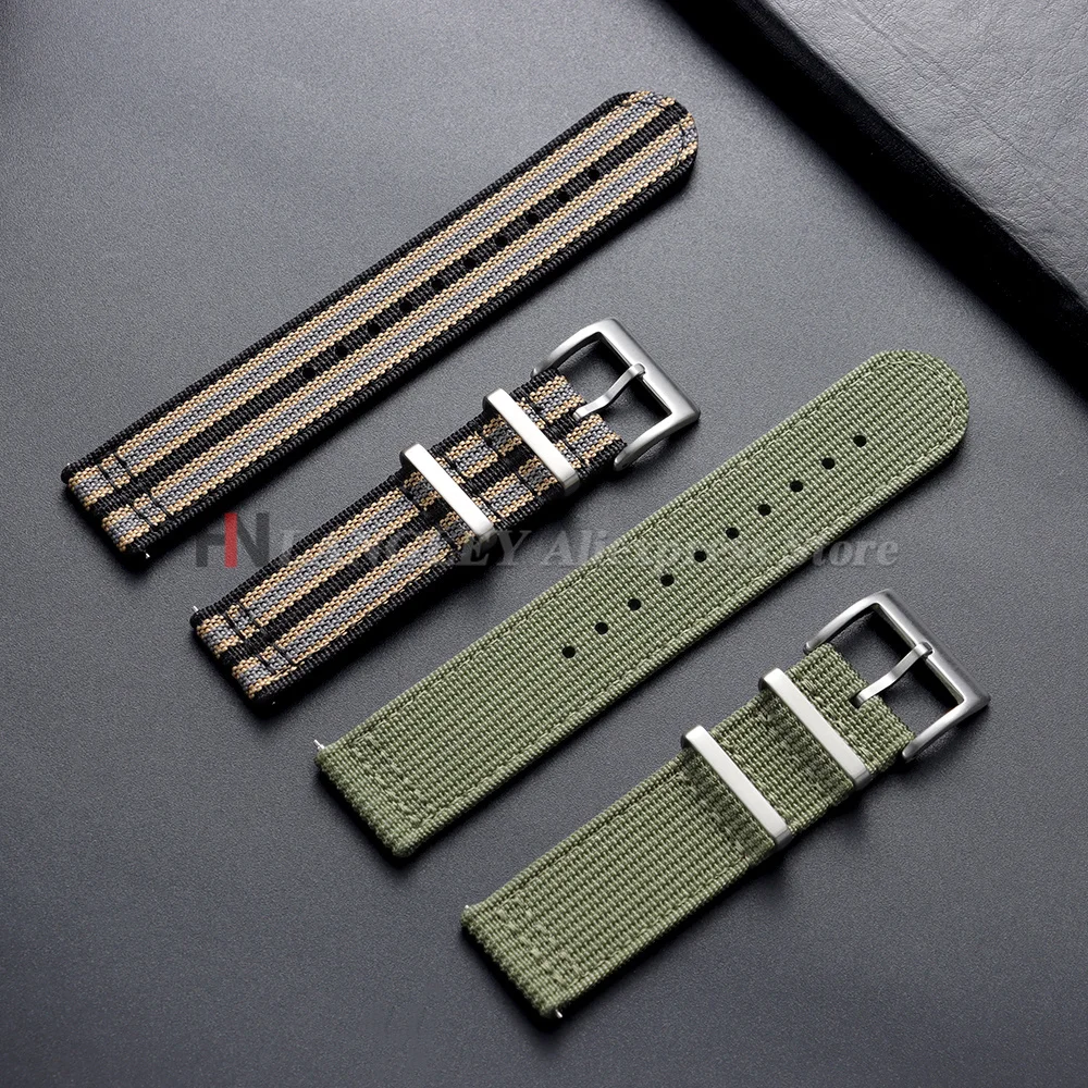 20mm 22mm Ribbed Nylon Strap for Omega for Seiko for Tudor Woven Canvas Fabric Watch Band Military Sport Quick Release Bracelets
