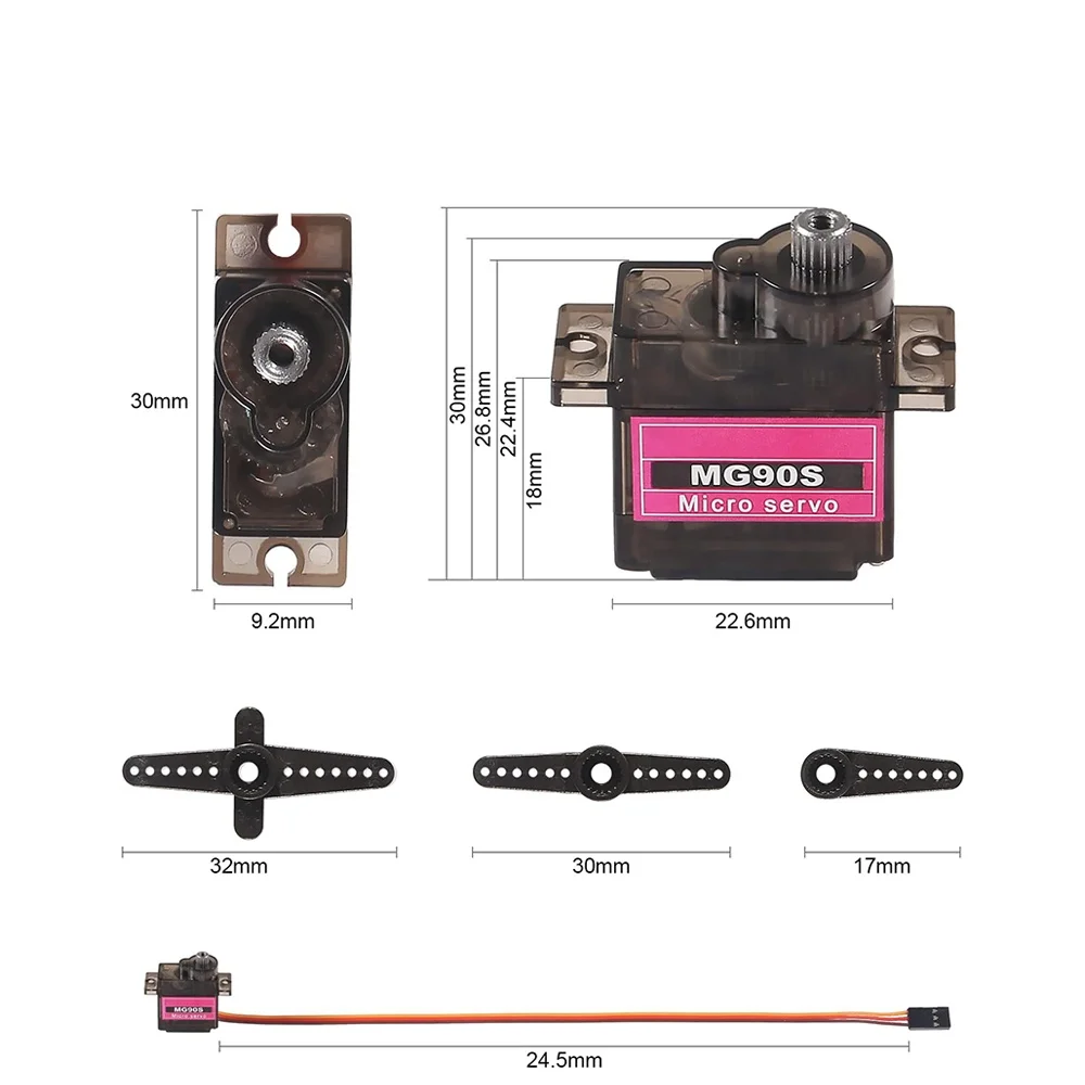 XZG MG90S Servo All Metal Gear 9g SG90 Upgraded Version For Helicopter Plane Boat Car Trex 450 RC Robot 180/360 degree 1-10PCS