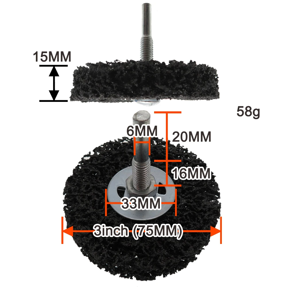 2/3/4 Inch Coral Stripe Disc 6mm Shank 1 Pcs Clean Poly Strip Wheel Disc Abrasive Angle Grinders Tool for Rust Paint Flaking