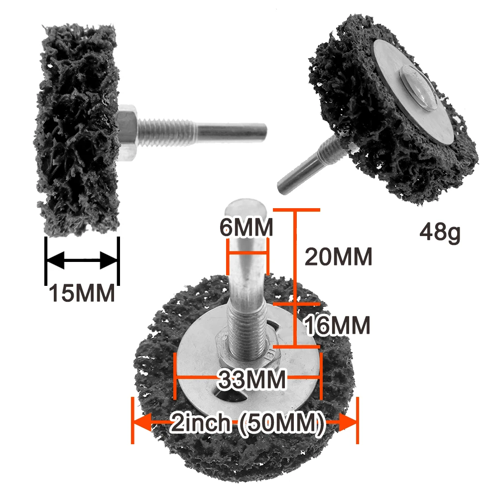 2/3/4 Inch Coral Stripe Disc 6mm Shank 1 Pcs Clean Poly Strip Wheel Disc Abrasive Angle Grinders Tool for Rust Paint Flaking