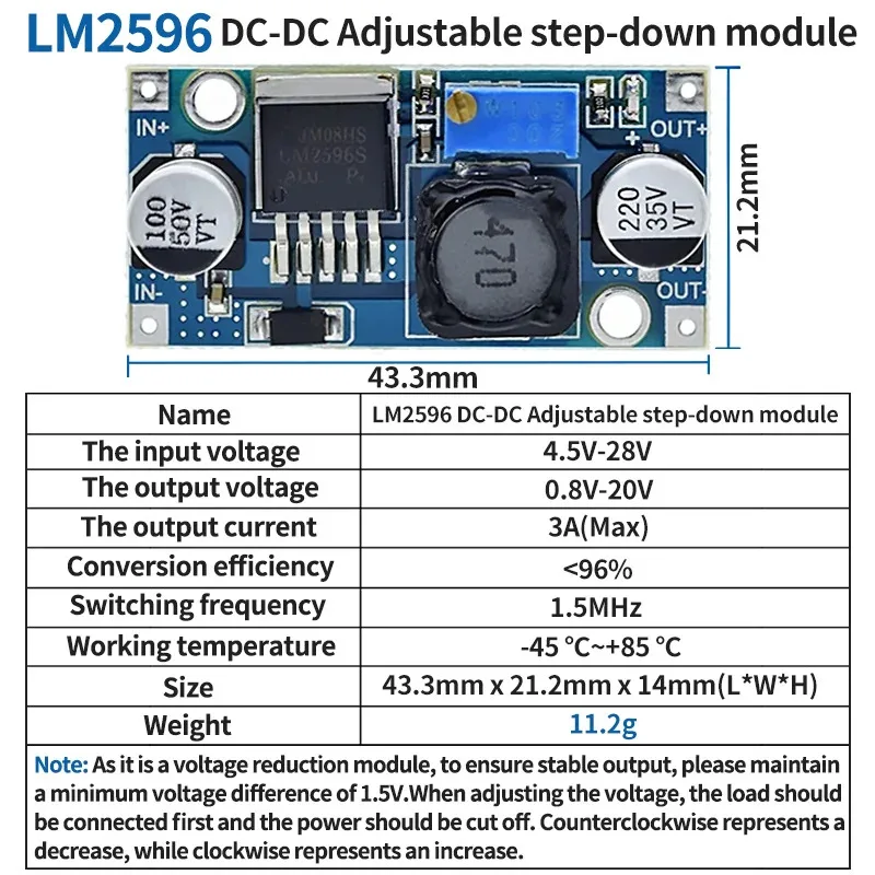 LM2596 DC to DC Buck Converter 3.0-40V to 1.5-35V Power Supply Step Down Module-1/5/10PCS