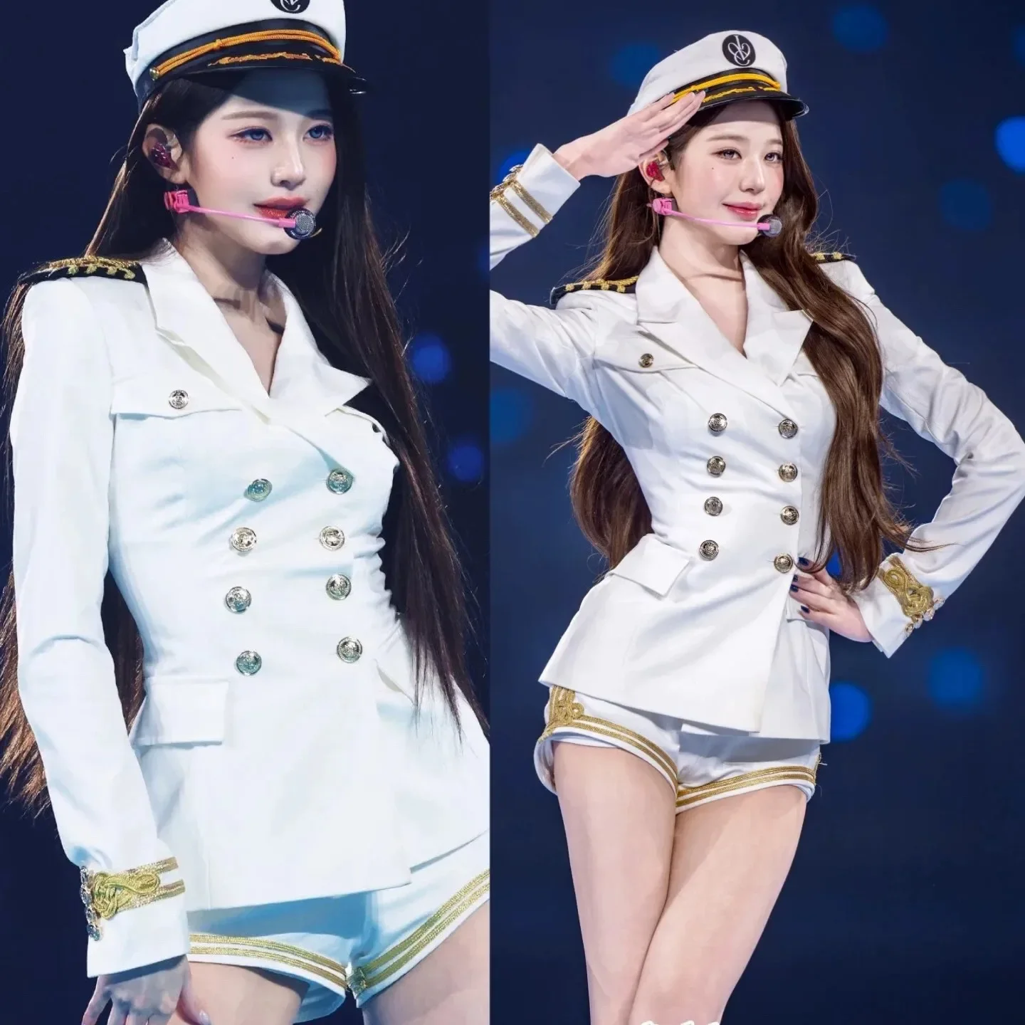 Women tyrant Cosplay Costume Korea White Sailor Navy Uniform Group Stage Performance Women Cos Costumes
