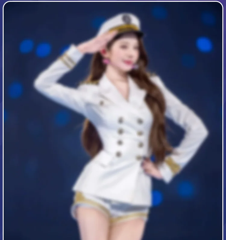 Women tyrant Cosplay Costume Korea White Sailor Navy Uniform Group Stage Performance Women Cos Costumes