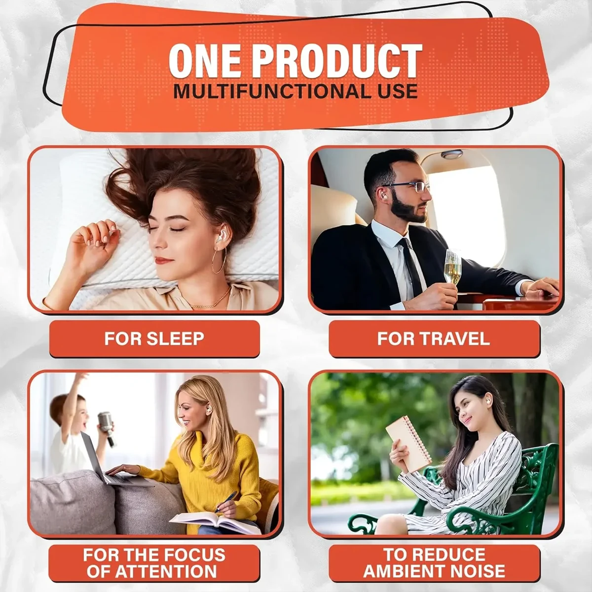 3 Layer Ear Plugs For Sleep Silicone Noise Cancelling Hearing Protection, Soft Reusable Ear Plugs for Sleep