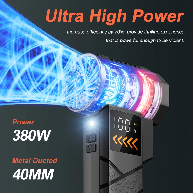 Super Powerful 2800000RPM Electric Jet Blower Cordless Compressed Air Vacuum Cleaner Car Emergency Power Supply