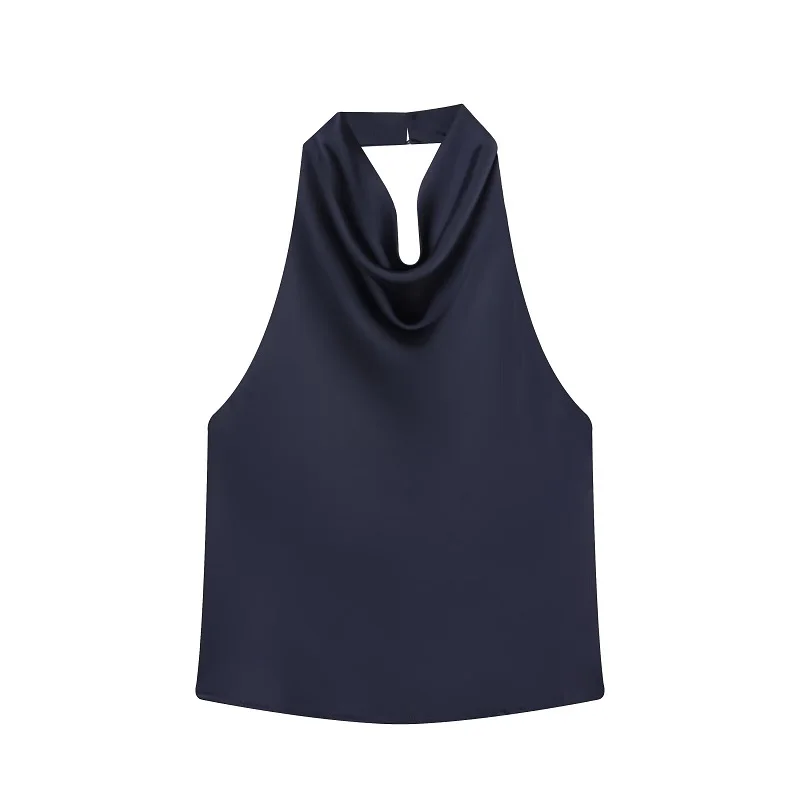 MUJER 2026 Halter Tops for Women Black Satin Backless Top Female Pink Summer Beach Top Woman off Shoulder Camisole Top Women